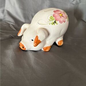 Floral Ceramic Pig Figurine